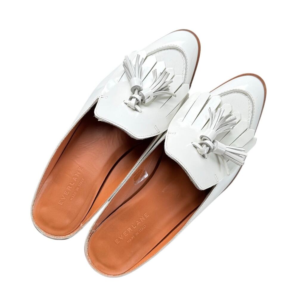 Everlane Modern Tassel Loafer Mules Fringed Kiltie White Mules Size 9.5
